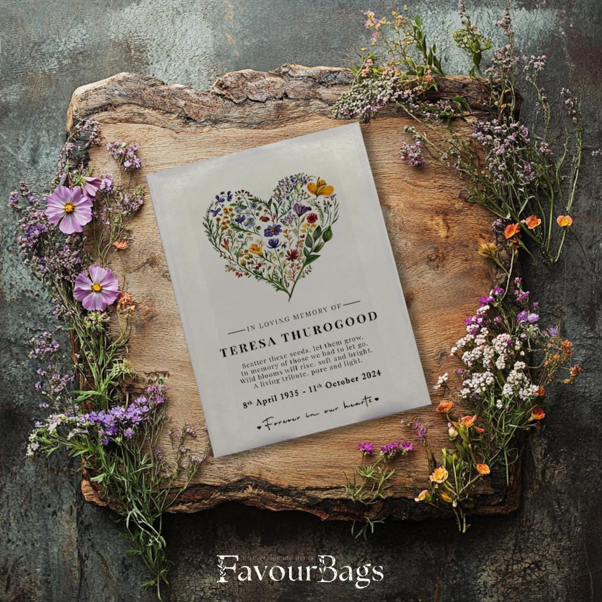 Wildflower Memorial Seed Favours – Garden Heart