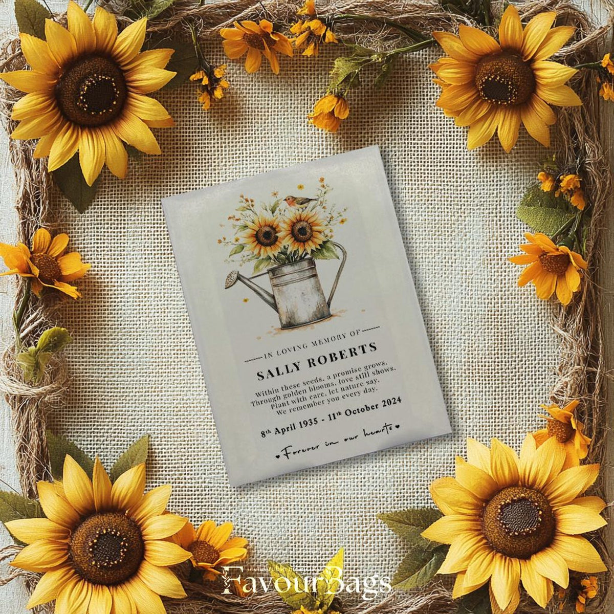 Sunflower Memorial Seed Favours – Watering Can