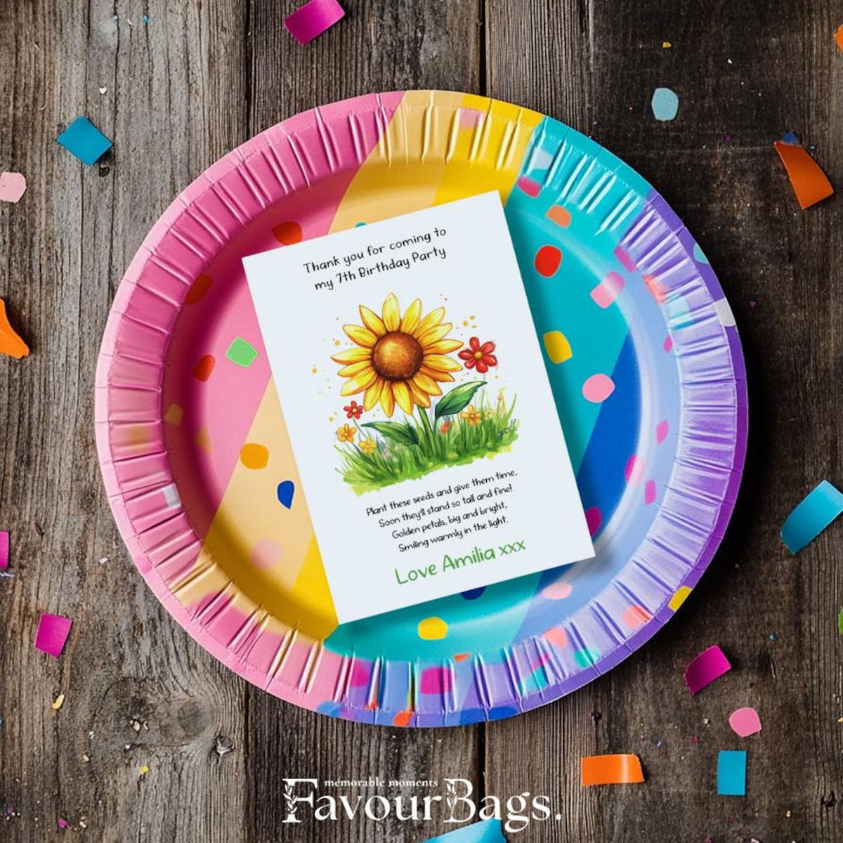 Sunflower Birthday Seed Favours – Golden Petals Poem