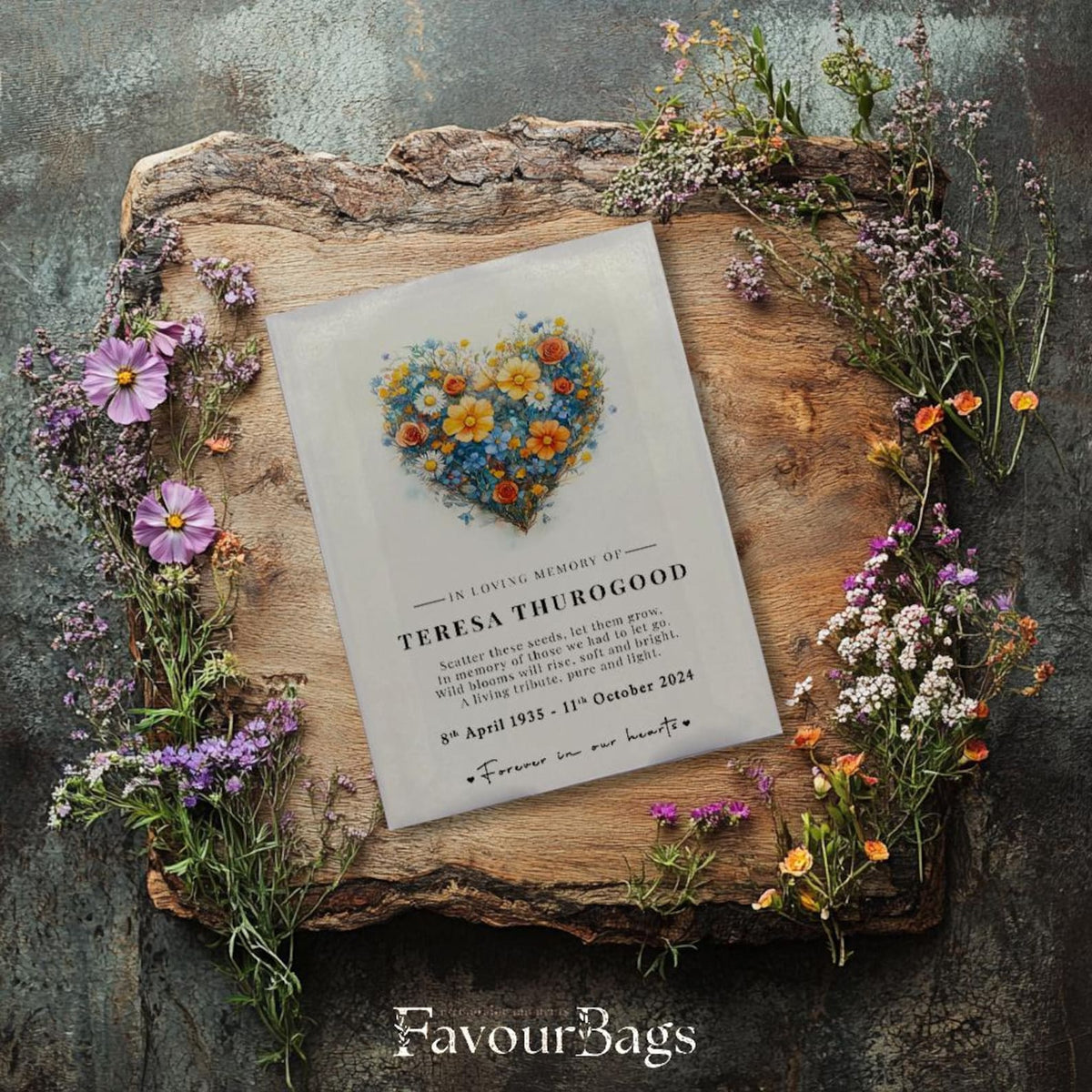 Wildflower Memorial Seed Favours – Remembrance Heart