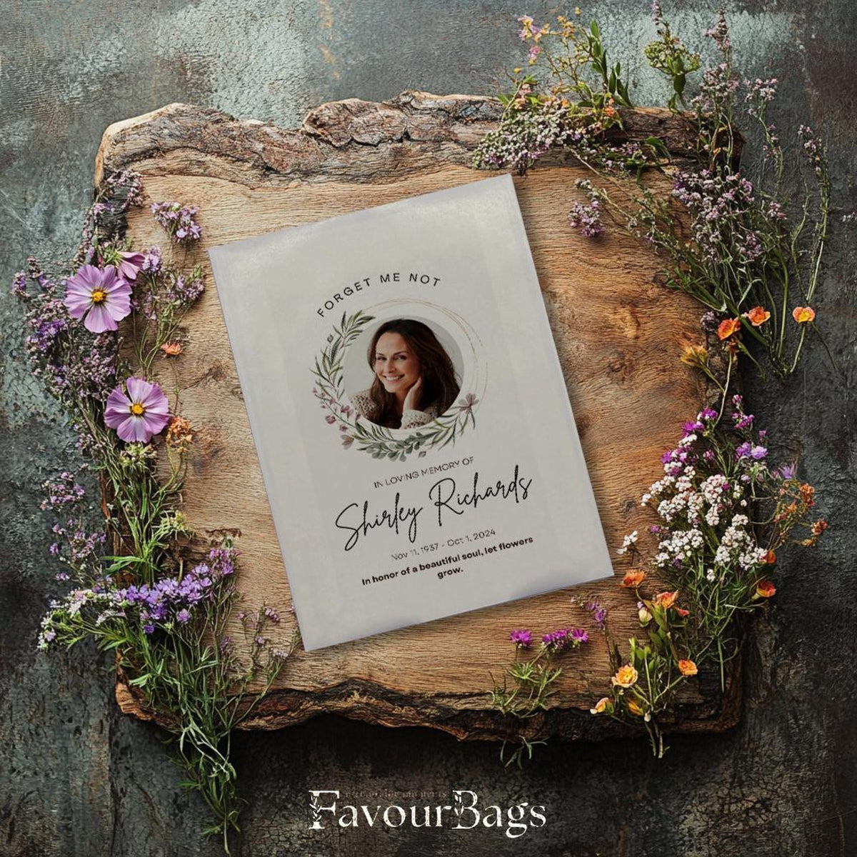 Forget Me Not Photo Memorial Wildflower Seed Favours