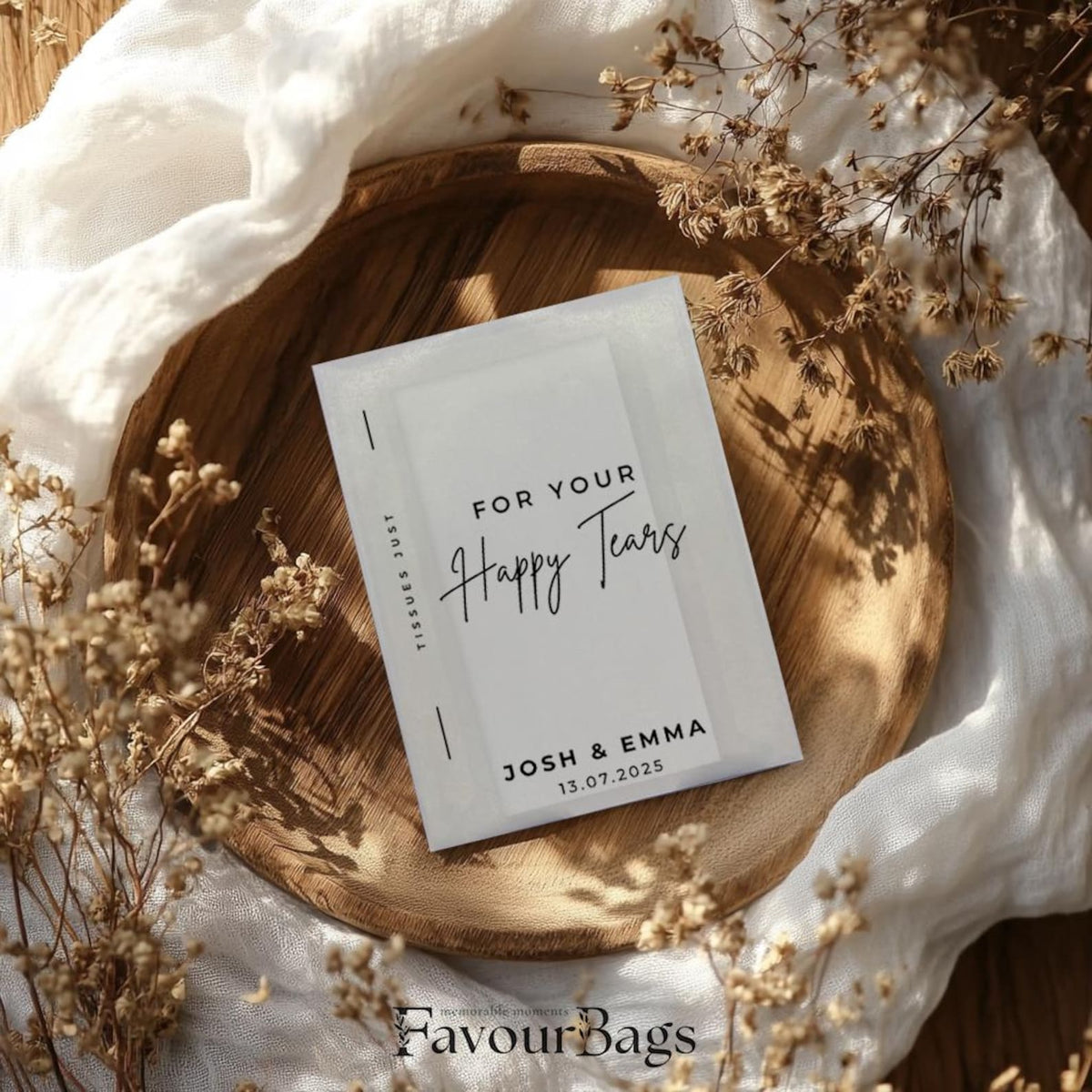 For Your Happy Tears Wedding Tissue Packs – Script