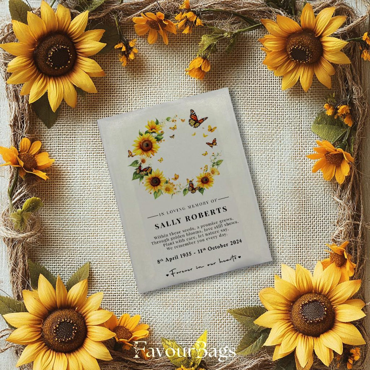 Sunflower Memorial Seed Favours – Sunflower Wreath