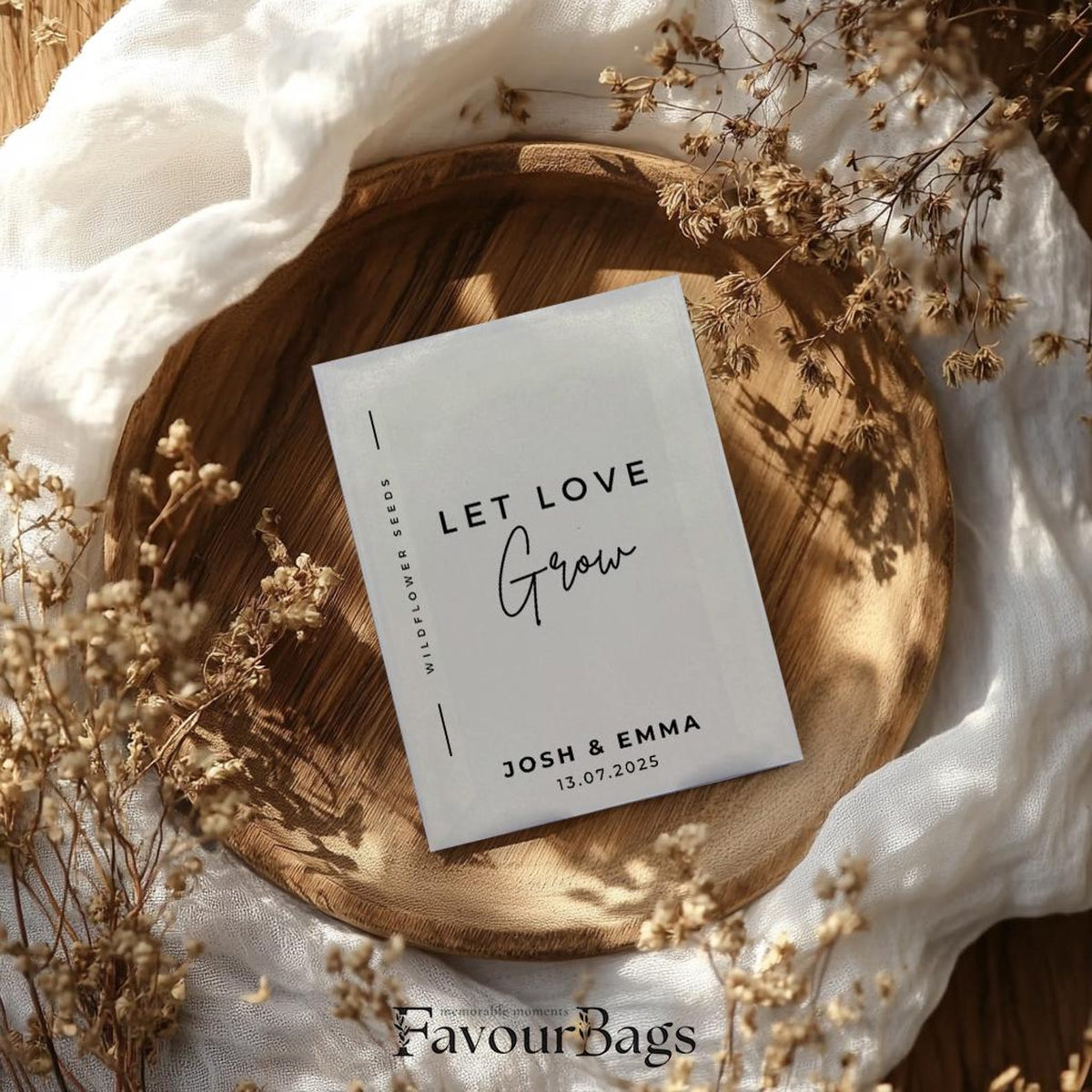 Let Love Grow Wildflower Wedding Favours – Script