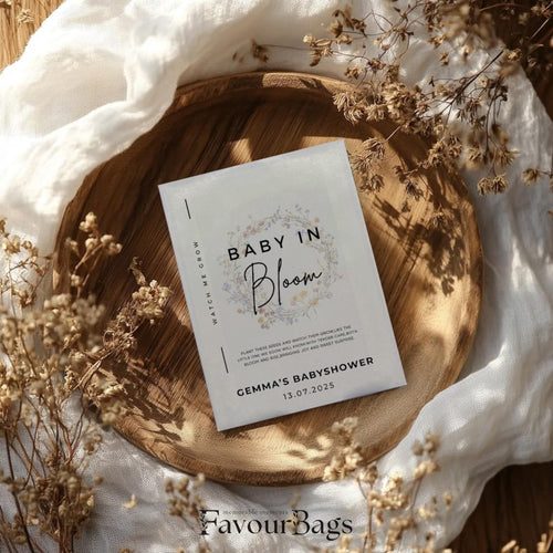 Baby in Bloom Wildflower Seed Favours – Floral Lettering