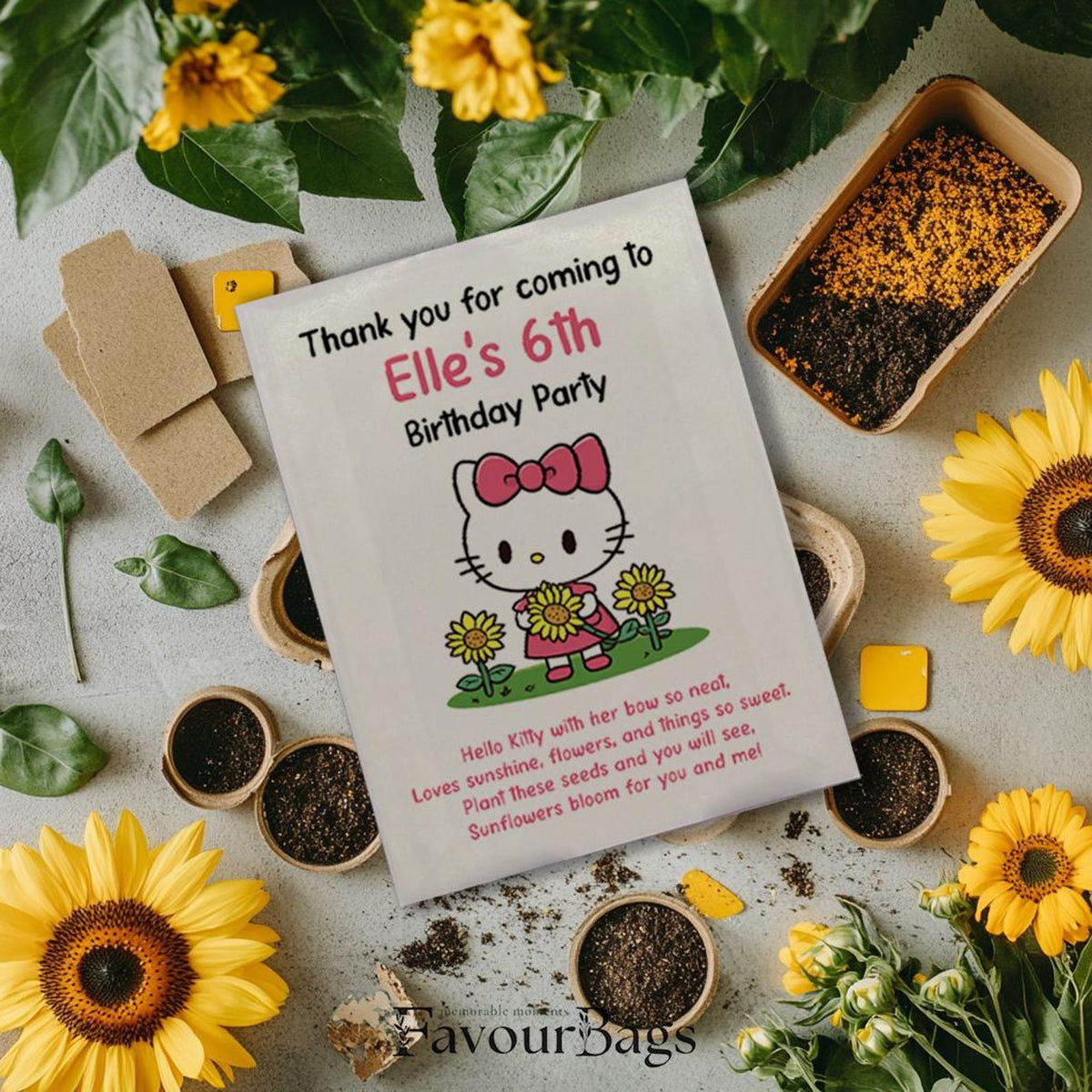 Hello Kitty Sunflower Birthday Favours