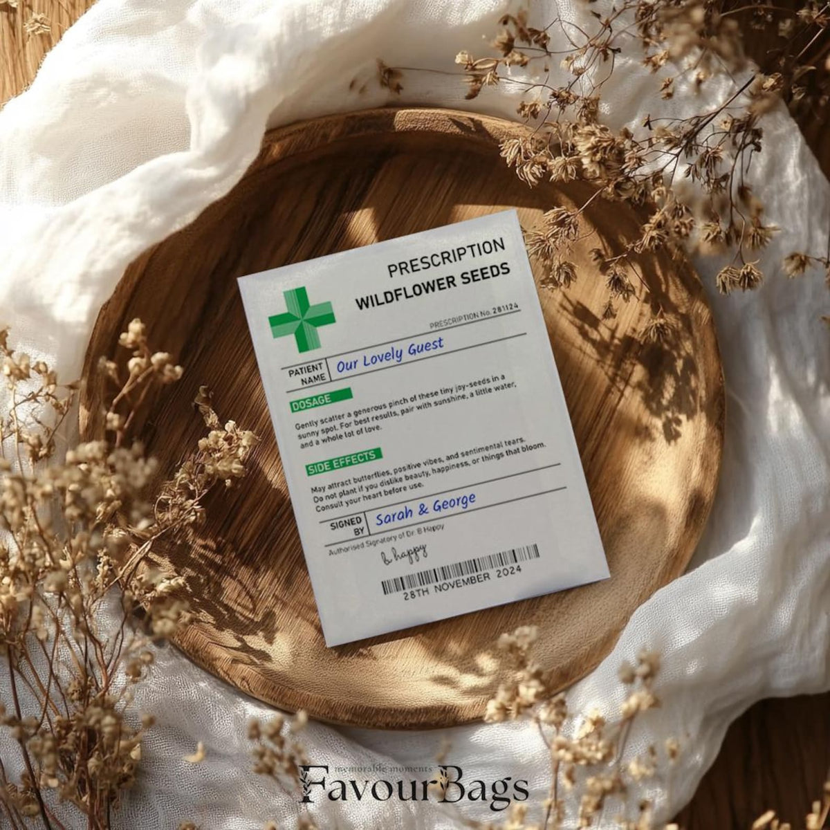 Wildflower Prescription Wedding Seed Favours
