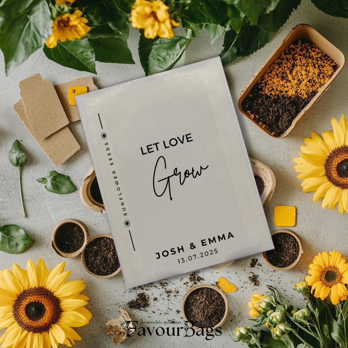 Let Love Grow Sunflower Wedding Favours – Script