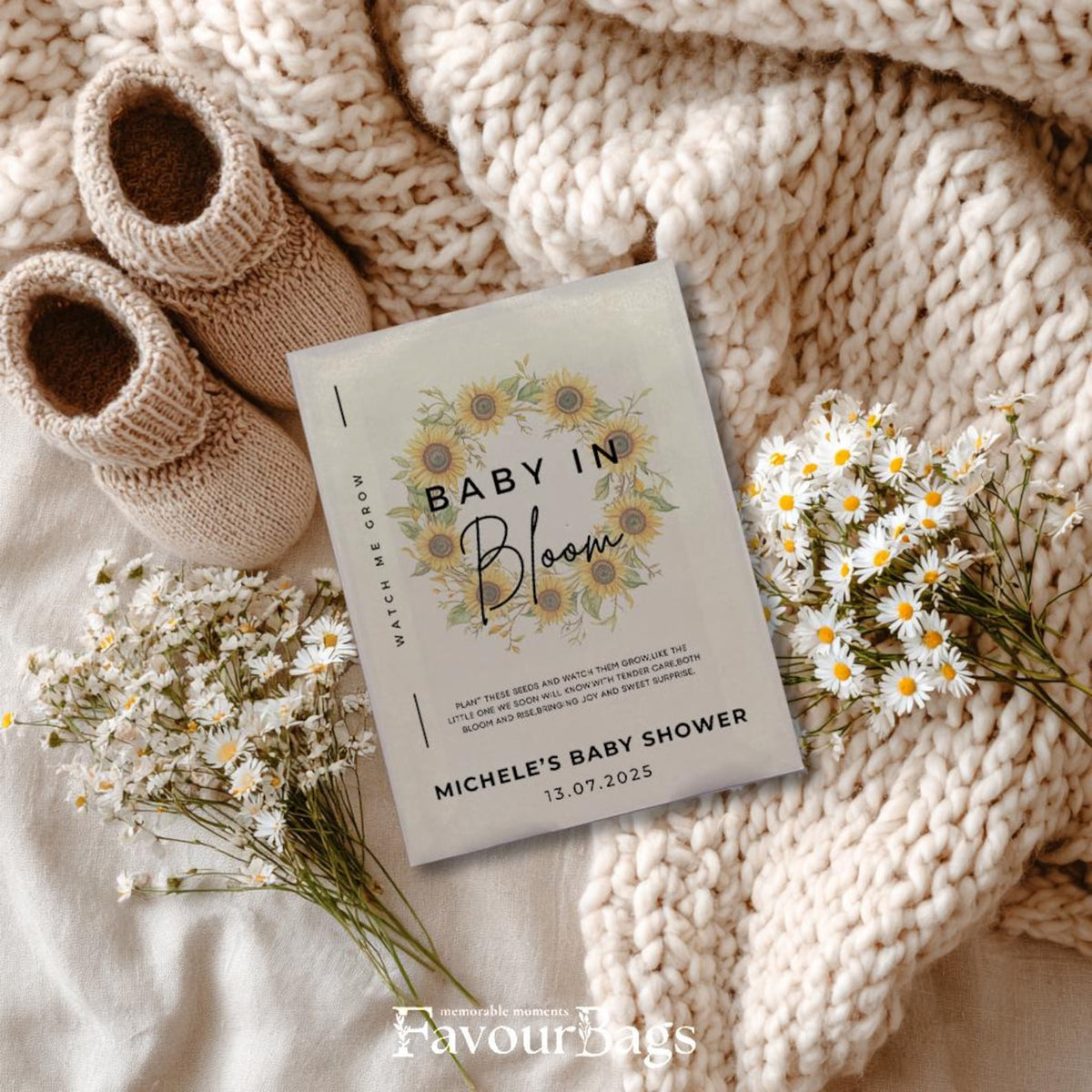 Baby in Bloom Sunflower Seed Favours – Sunflower Wreath