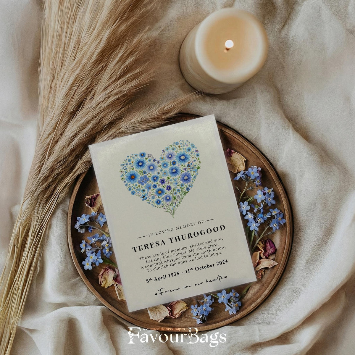 Forget-Me-Not Memorial Seed Favours – Remembrance Heart