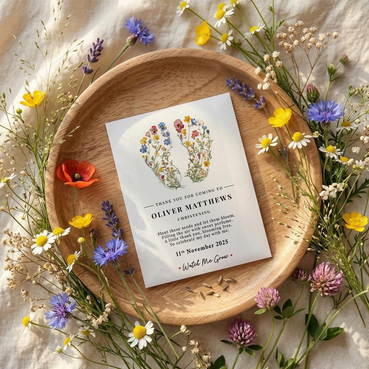 Wildflower Christening Seed Favours – Floral Footprints
