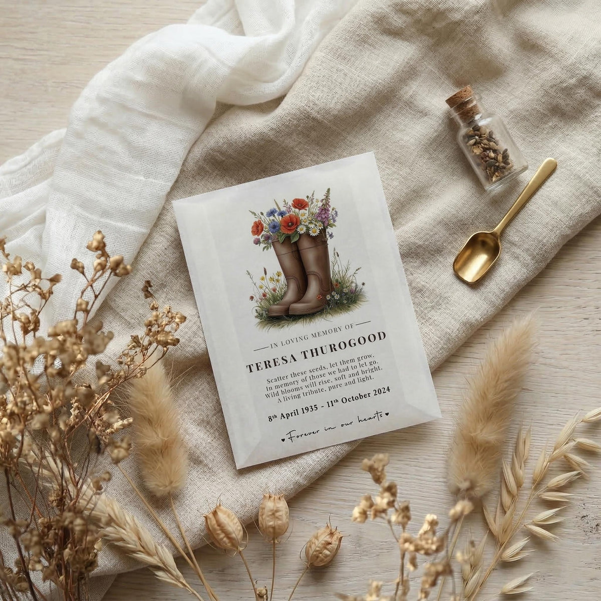 Wildflower Memorial Seed Favours – Gardening Boots