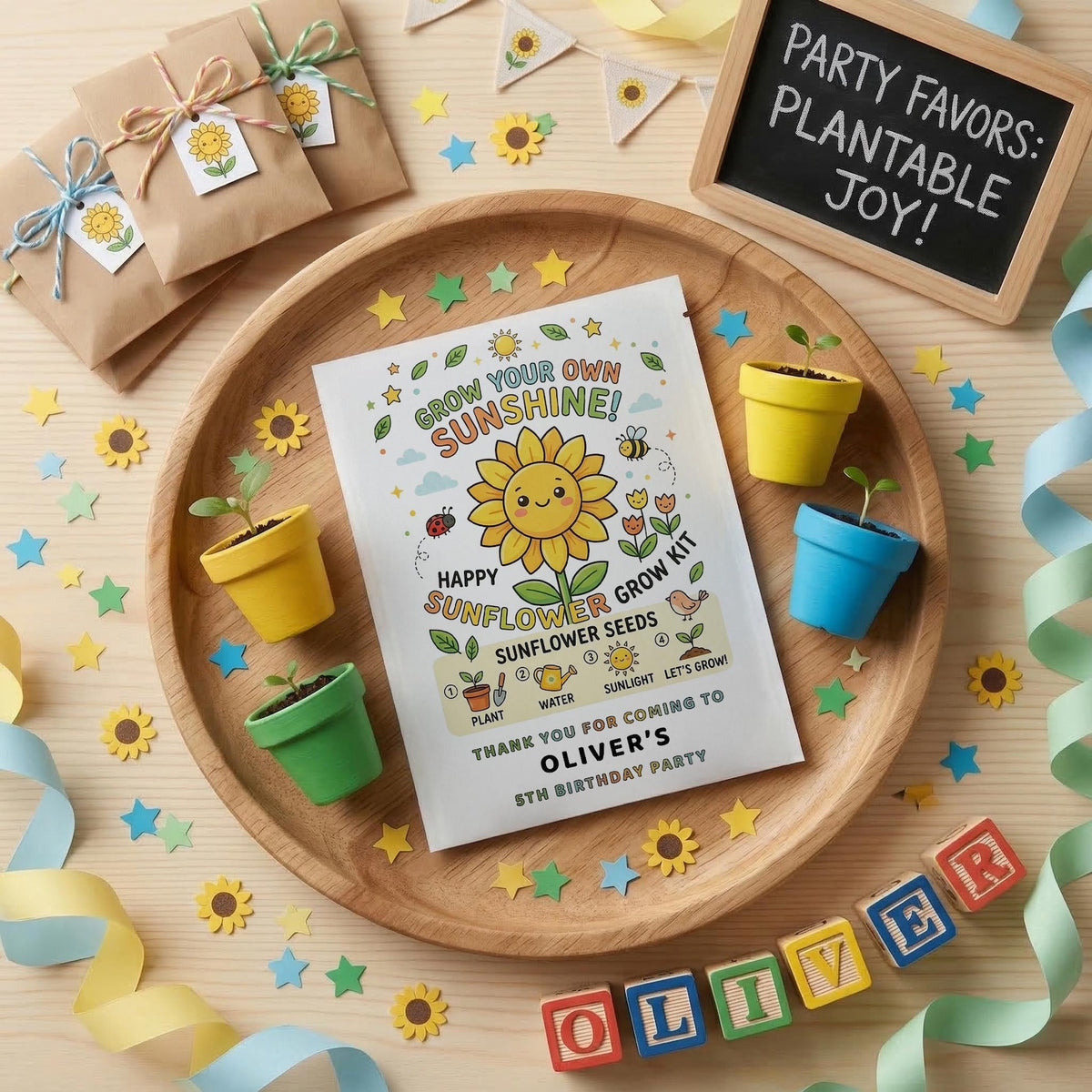 Grow Your Own Sunshine Sunflower Birthday Favours