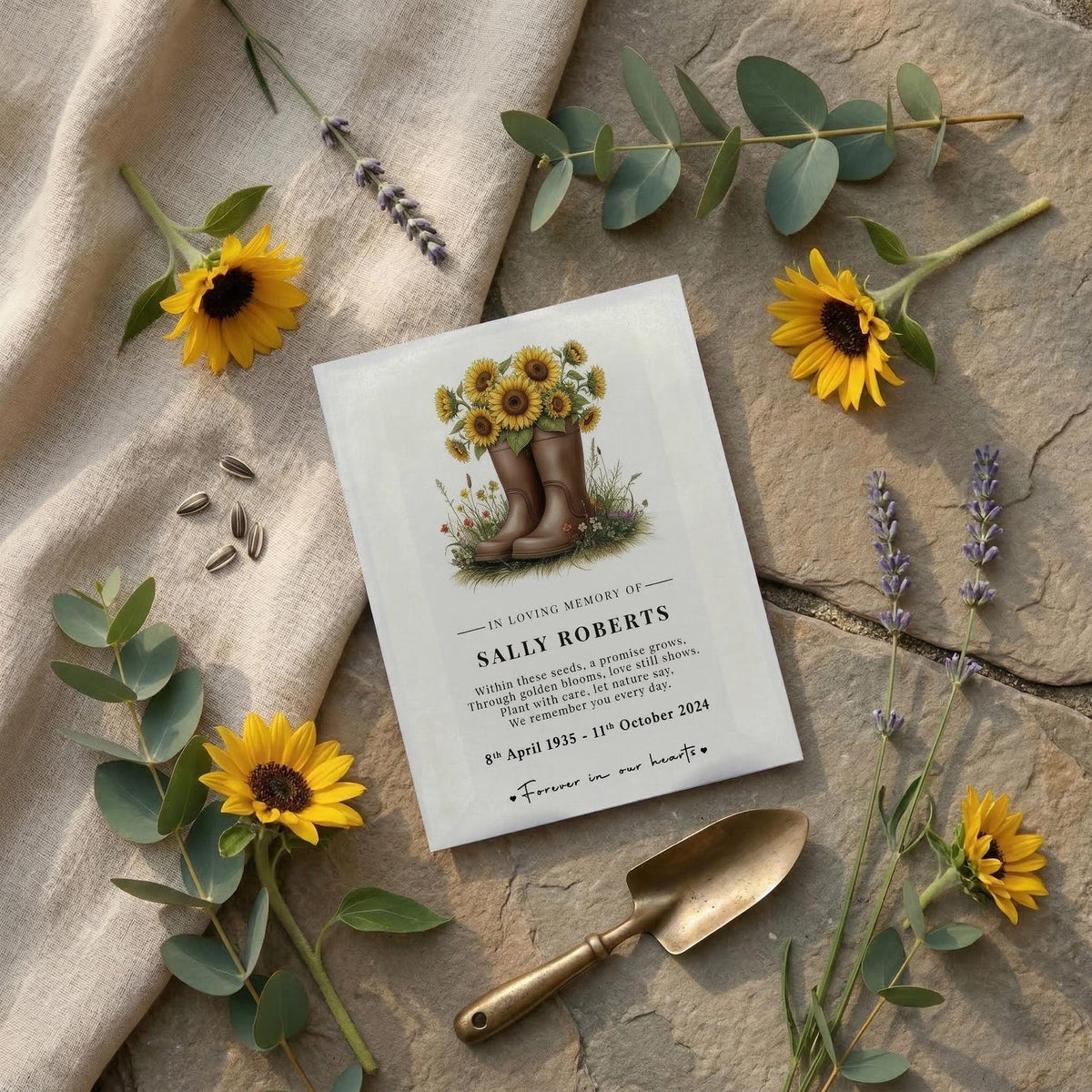Sunflower Memorial Seed Favours – Gardening Boots