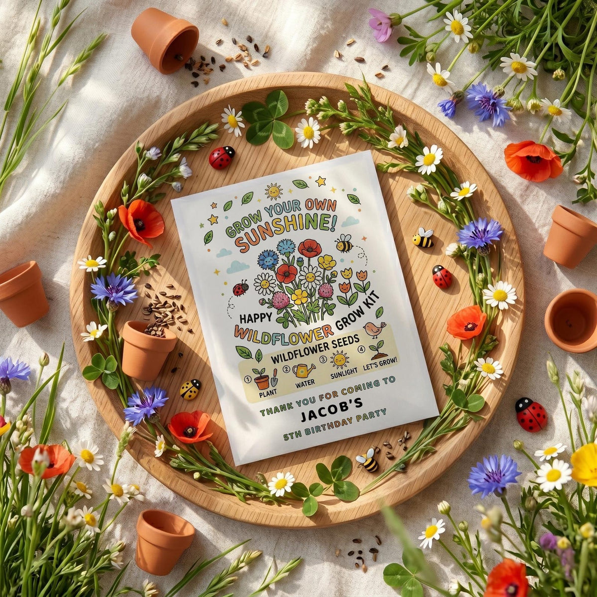 Grow Your Own Sunshine Wildflower Birthday Favours