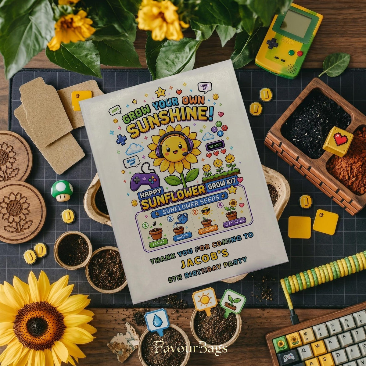 Gaming Sunflower Birthday Seed Favours