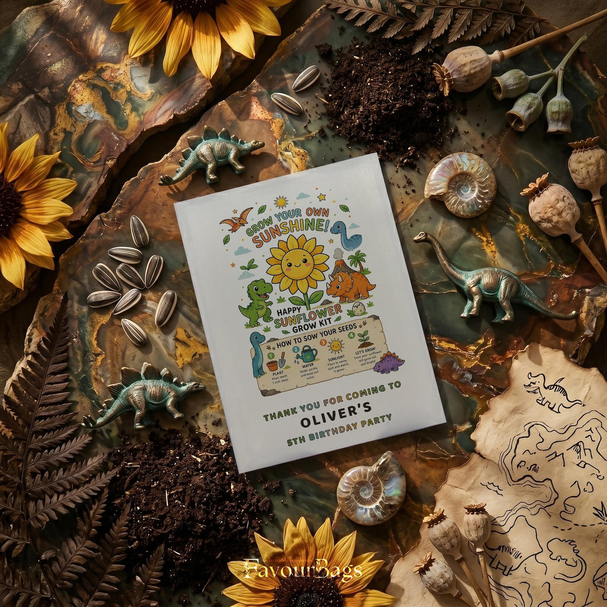 Dinosaur Grow Kit Sunflower Birthday Favours