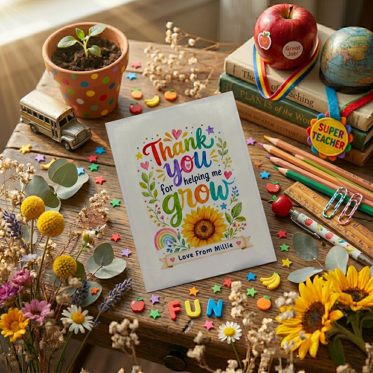 Thank You for Helping Me Grow Sunflower Teacher Gifts