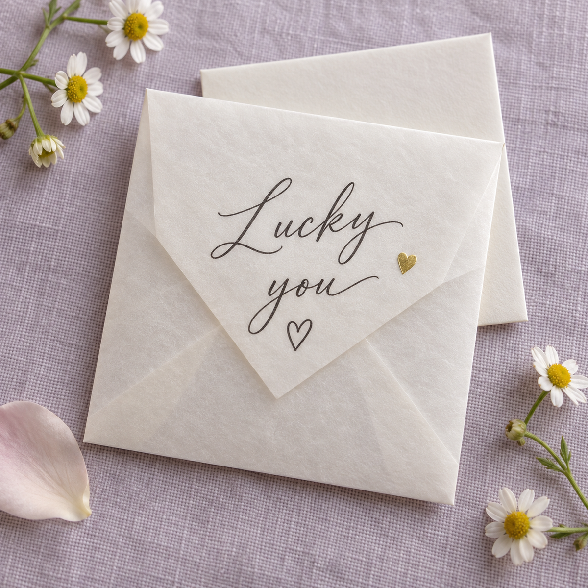 Lucky you personalised scratch card favour with a gold heart.
